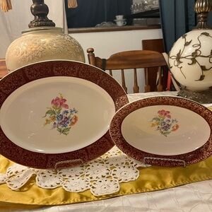 Stetson Red and White Floral Serveware Set